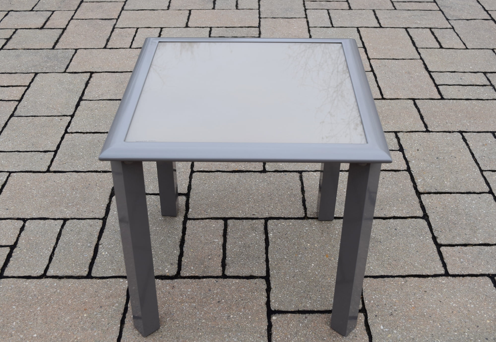 CC Outdoor Living Screen Printed Glass Top Outdoor Patio Side Table - 18" - Beige