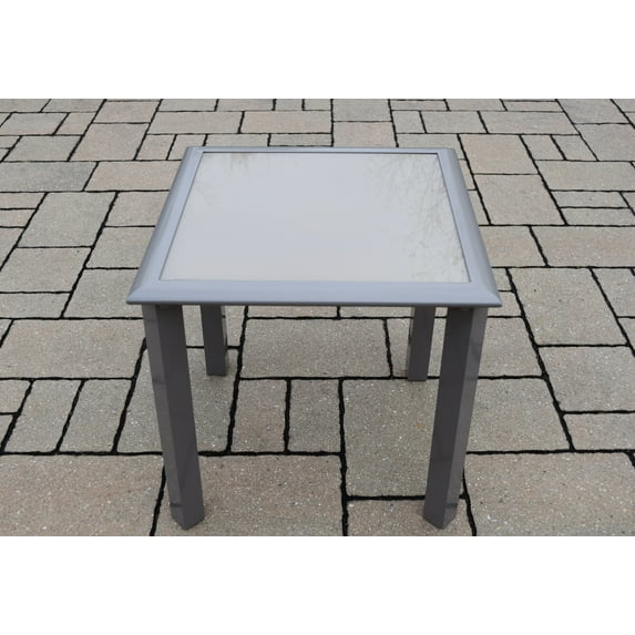 CC Outdoor Living Screen Printed Glass Top Outdoor Patio Side Table - 18" - Beige