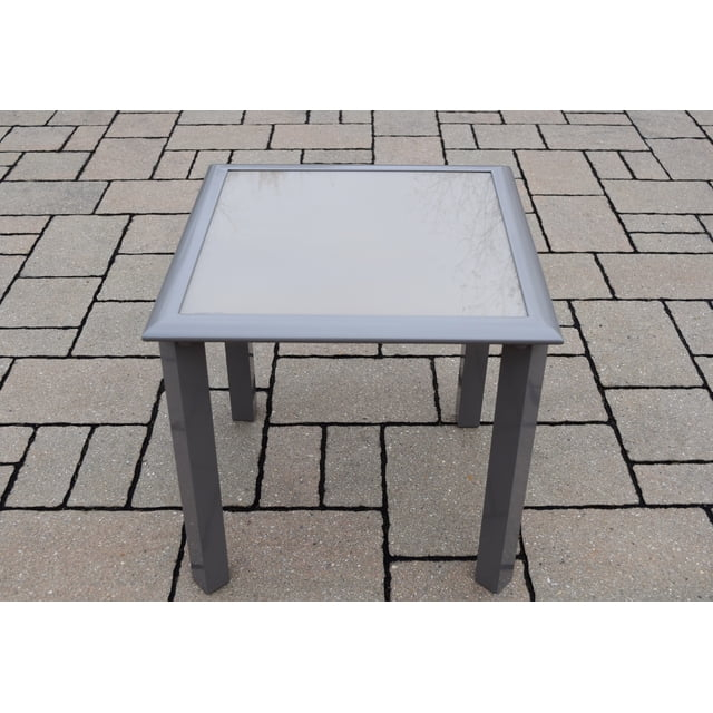 CC Outdoor Living Screen Printed Glass Top Outdoor Patio Side Table - 18" - Beige
