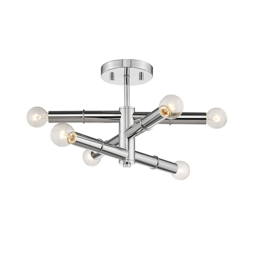 CFC Lighting Polished Nickel Modern 6 Light Semi Flush Sputnik Ceiling Light