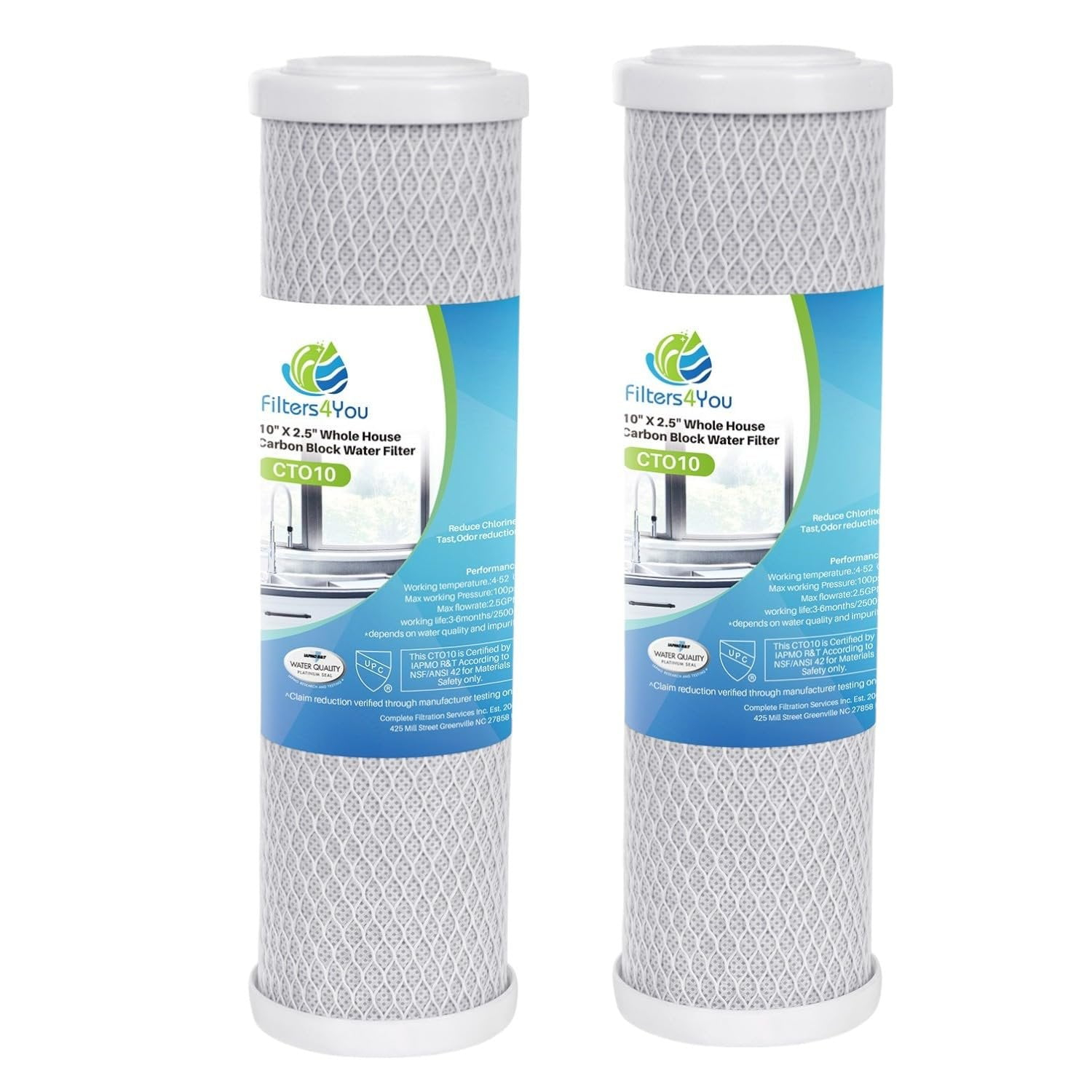 CFS  Carbon Block Water Filter Cartridges Compatible with Rainsoft UF22, UF22T, UF-50, UF-50T Models  Removes Bad Taste and Odor  Whole House Replacement Filter Cartridge 2 Pack