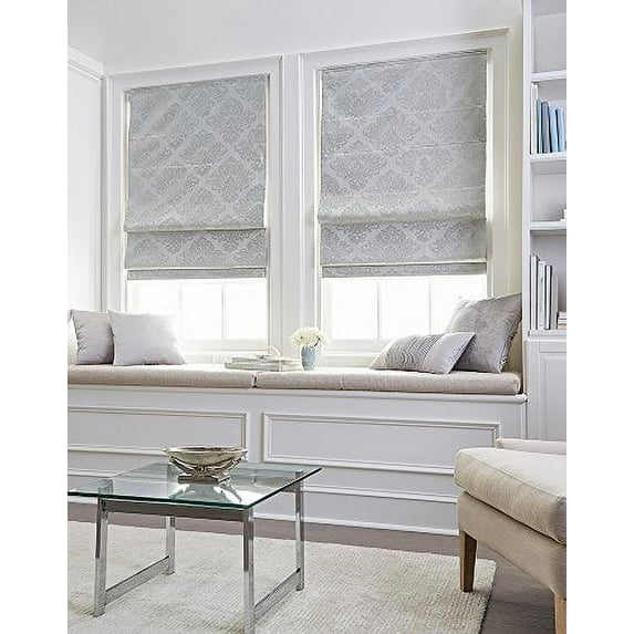 CHF Industries Damask Room Darkening Roman Shade 16 - 29 Inches Silver 23" w x 64" l