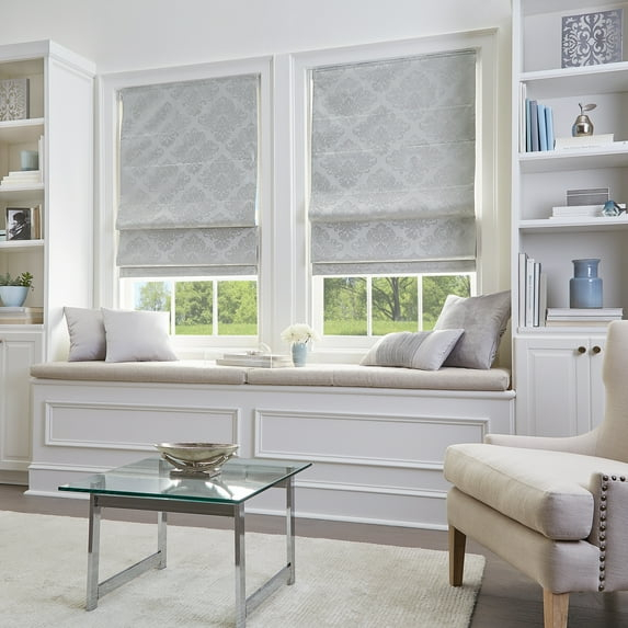 CHF Industries Damask Room Darkening Roman Shade 30 - 39 Inches Silver 34" w x 64" l