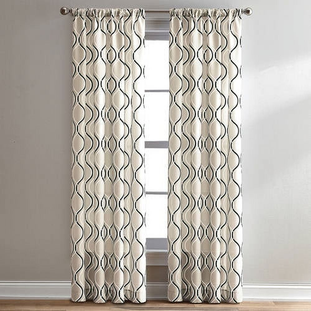 CHF Morocco 84" Poletop Curtain, Geometric, Black, Adult