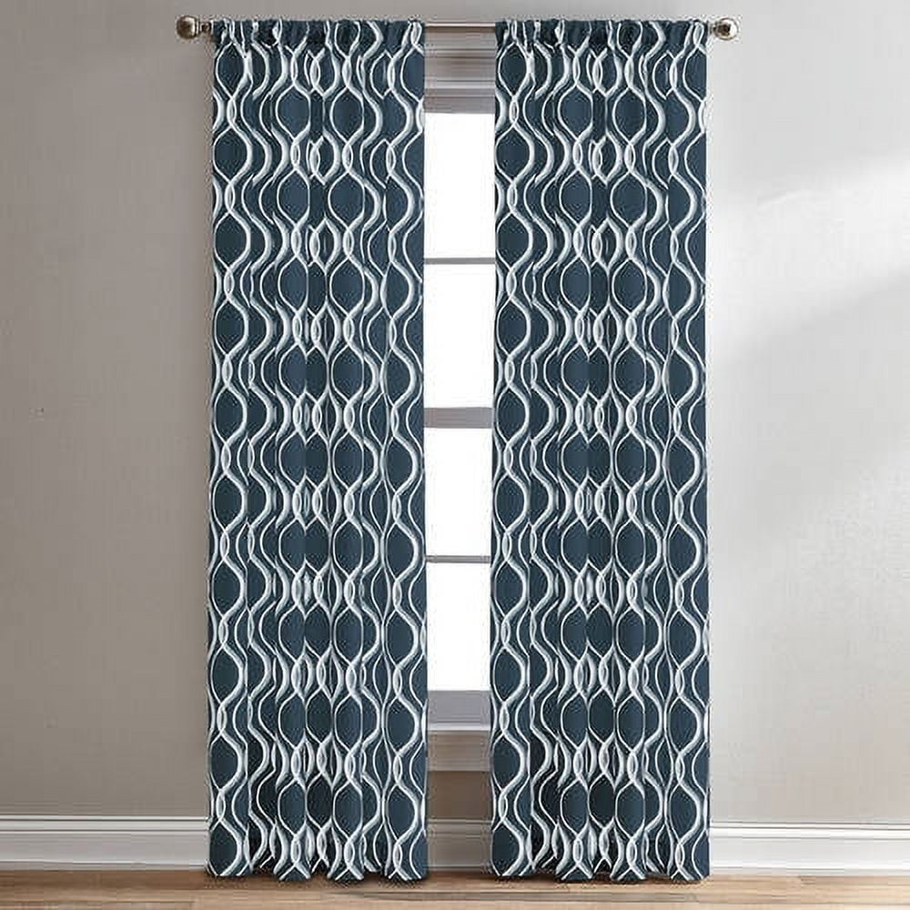 CHF Morocco Poletop Curtain Geometric, 50"x63", Navy, Adult