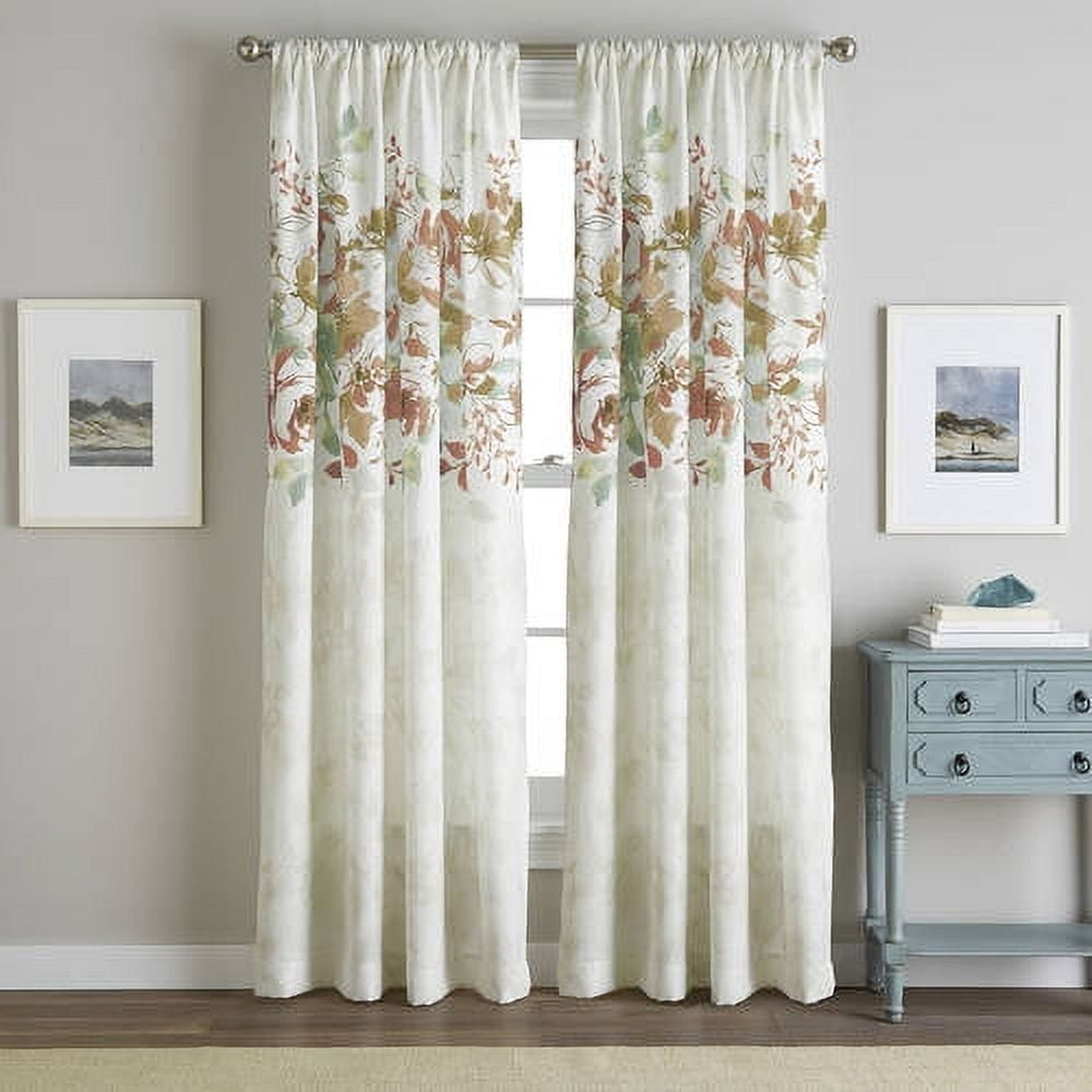 CHF Watecolor Floral Indoor , 100% Polyester , Light Filtering Single Panel Rod Pocket , Spice , 50"x84"