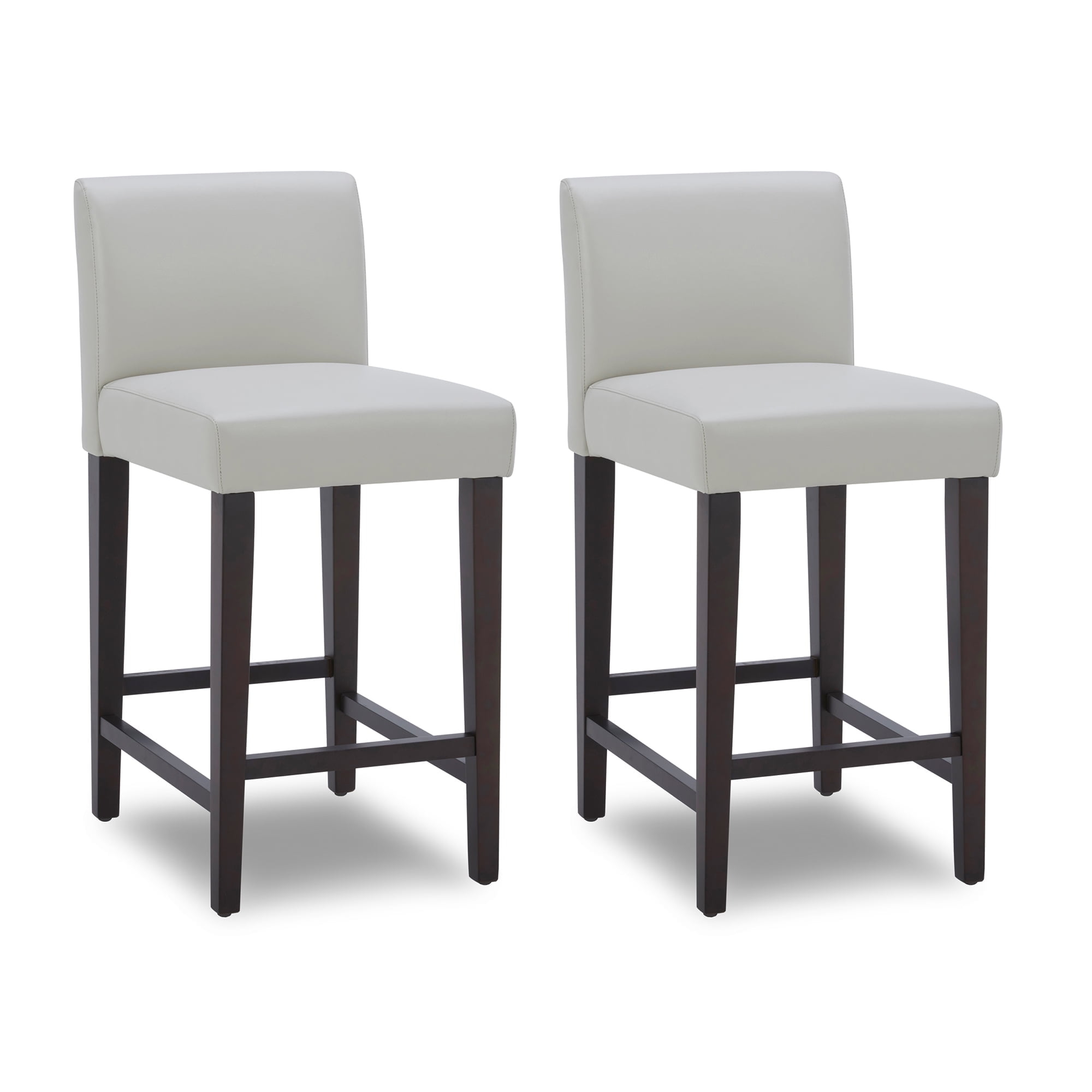 CHITA 25 inch Bar Stools Set of 2, Faux Leather in Creamy Gray