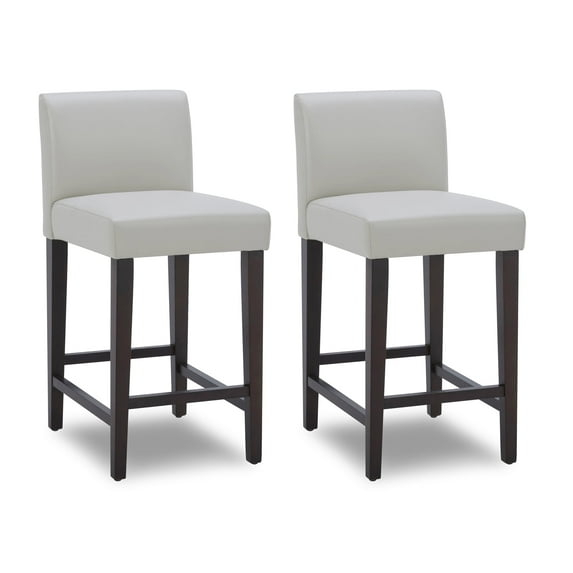 CHITA 25 inch Bar Stools Set of 2, Faux Leather in Creamy Gray