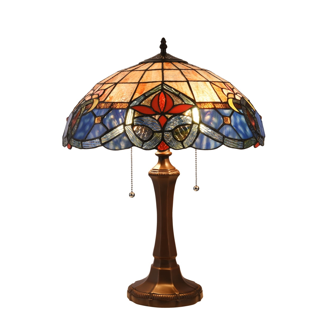 CHLOE Caspian Tiffany-style Dark Bronze 2 Light Victorian Table Lamp 16" Shade