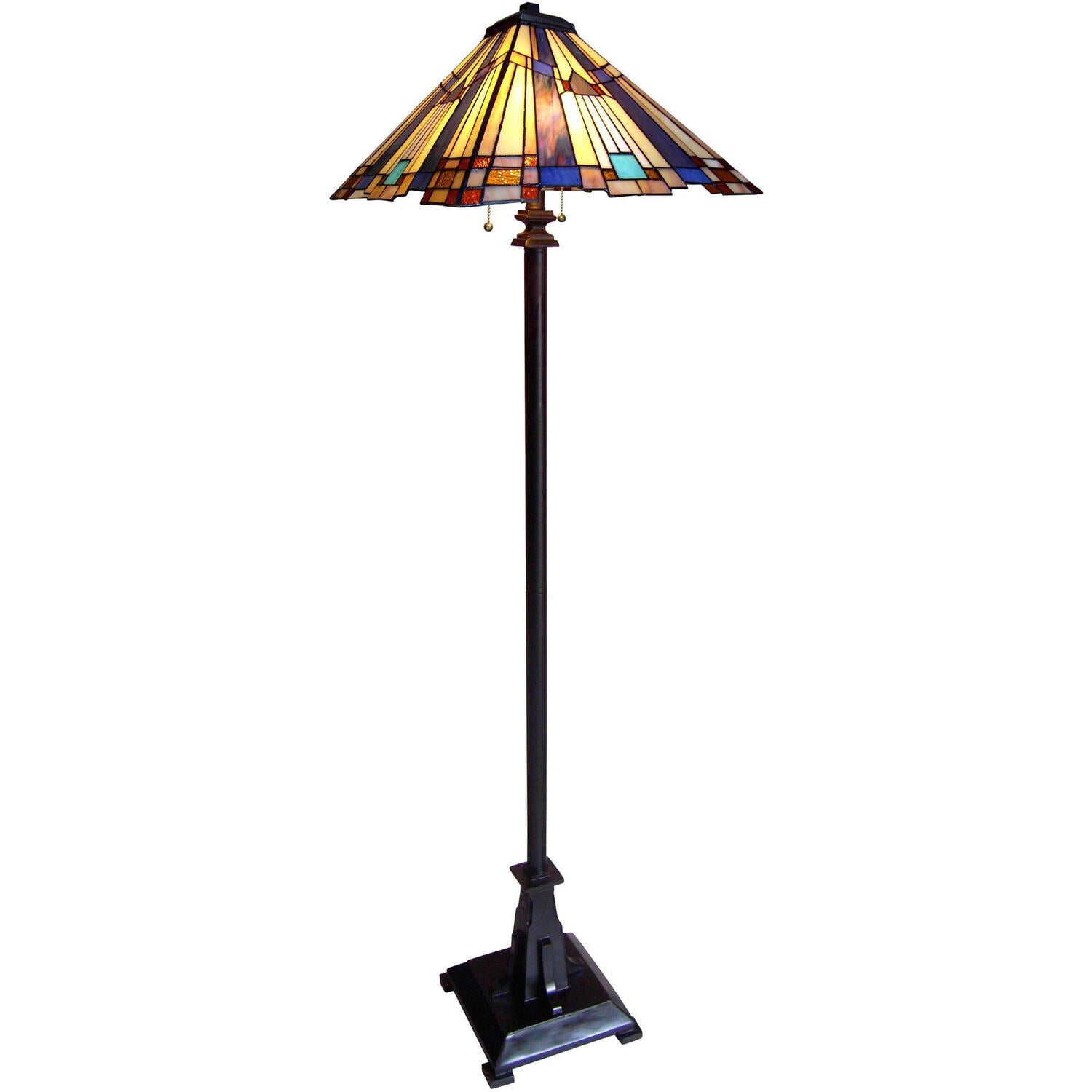 Chloe Lighting Flare Tiffany-style 2 Light Mission Floor Lamp 16" Shade