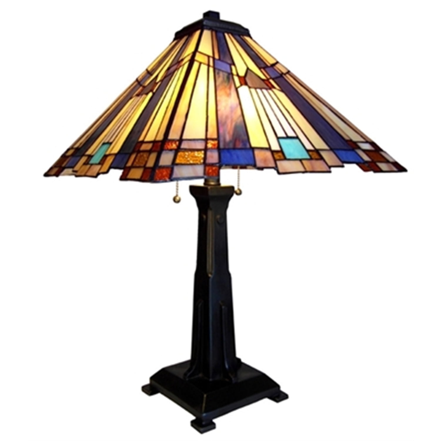 Chloe Lighting Flare Tiffany-style 2 Light Mission Table Lamp 15" Shade