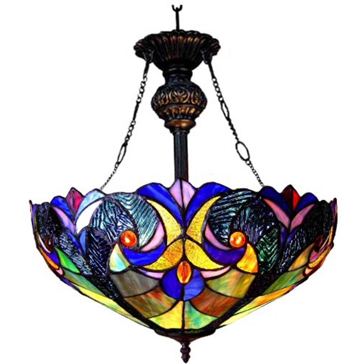 Chloe Lighting CH18780VT18-UH2 Liaison Tiffany-Style 2 Light Victorian Inverted Ceiling Pendant 18`` Shade