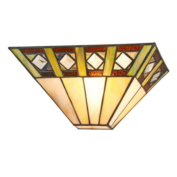 Chloe Lighting Giles Tiffany-Style 1 Light Mission Indoor Wall Sconce 12"Wide