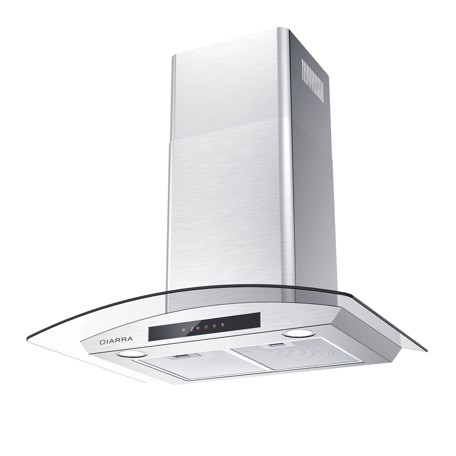 CIARRA Wall Mount Range Hood 30 inch with Tempered Glass 450 CFM Kitchen Vent Hood Ductless Ducted Convertible CAS50275