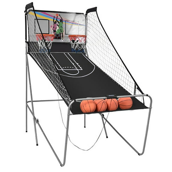 Dual LED Electronic Basketball Arcade Game with 4 Balls and Foldable Design