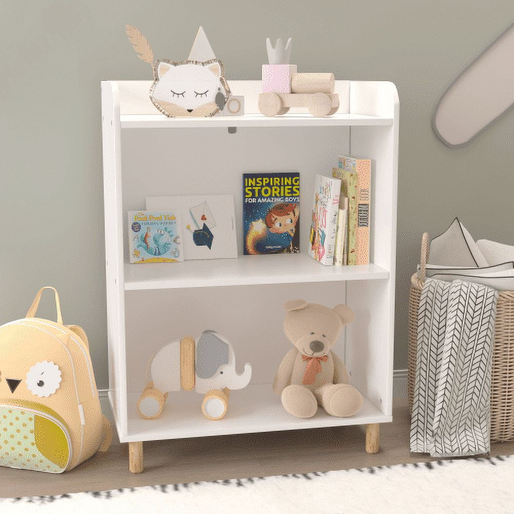 Kids Bookshelf, 3-Tier Children's Book Display, Toy Storage Cabinet Organizer Bookcase for Kid's Room, Playroom, Nursery and Kindergarten, White