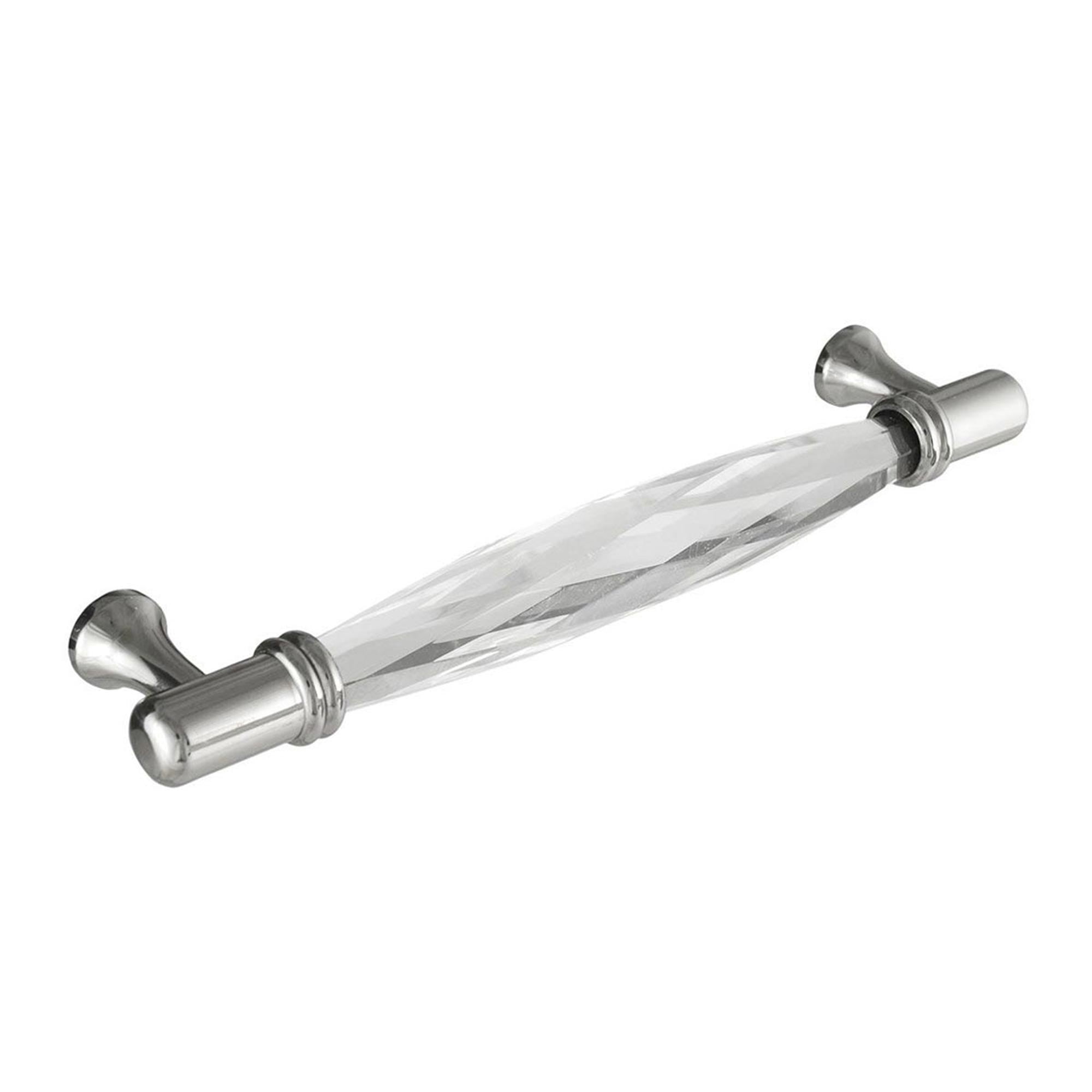 CKP #G-300 Brilliance Collection 3-3/4 in. (96mm) Crystal Pull, Clear with Polished Nickel Base