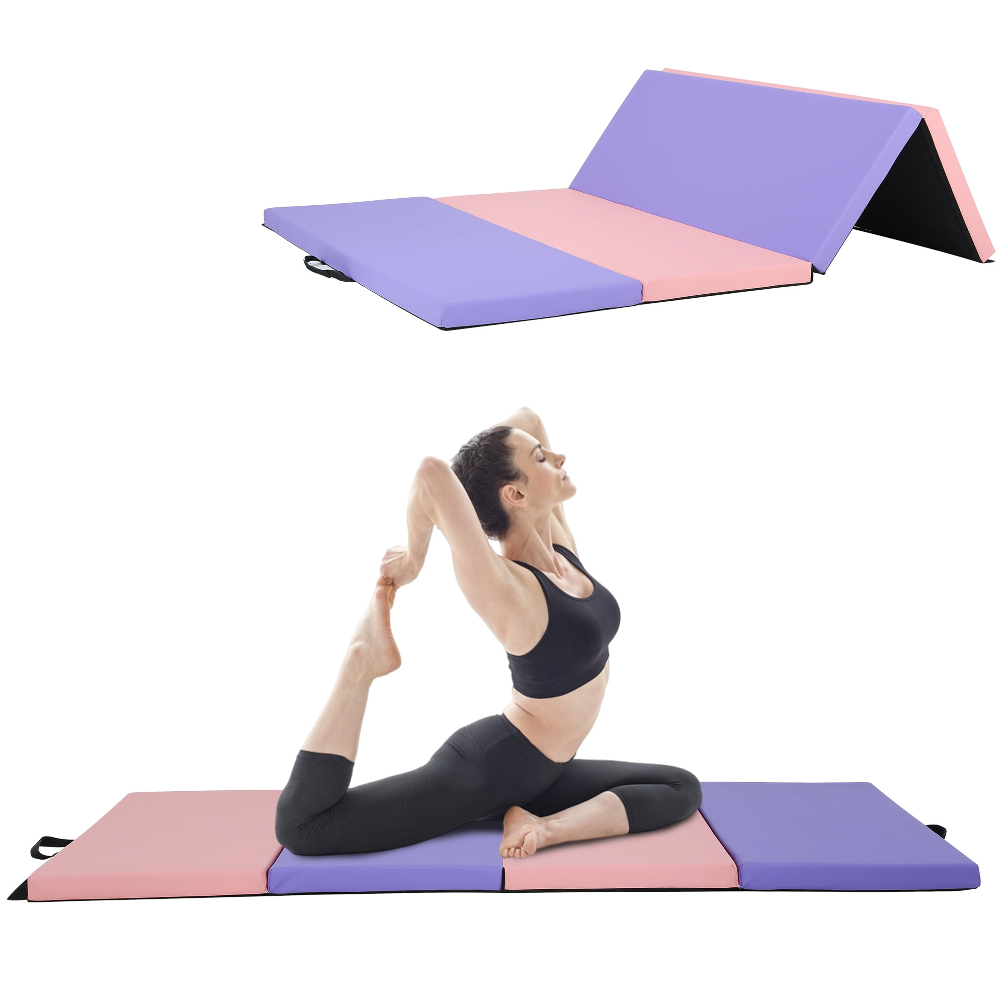 PayLessHere Gymnastics Mat - Folding Gymnastic Mat for Tumbling, Stretching, Yoga & Arts - Thick PU Leather - Indoor/Outdoor
