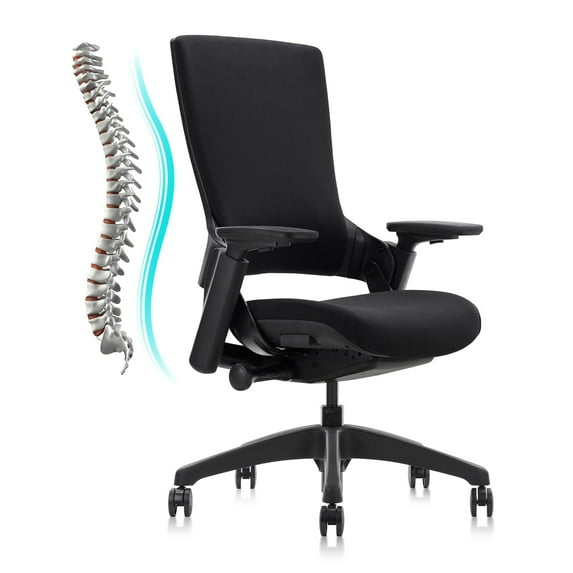 CLATINA Swivel Executive Computer Chair with 3D Armrest and Lumbar Support, Adjustable Ergonomic Fabric Backrest Task Chair for Home Office Conference Room