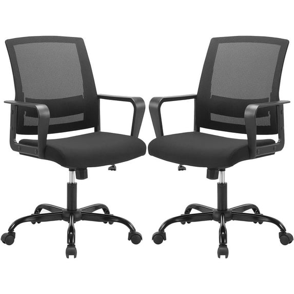 CLATINA Silla de Escritorio Ergonómica de Malla con Soporte Lumbar Ejecutivo y Diseño Giratorio Ajustable para Computadora de Oficina en Casa con Certificación BIFMA, Negro, Paquete de 2
