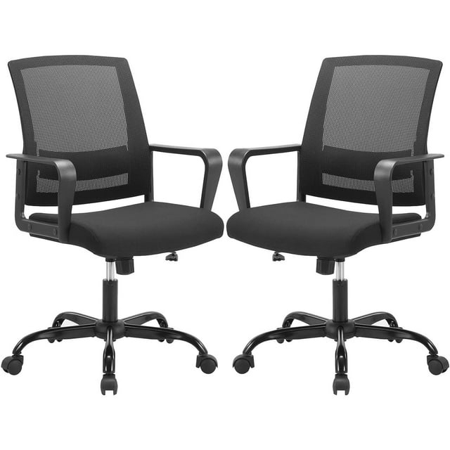 CLATINA Ergonomic Rolling Mesh Desk Chair with Executive Lumbar Support and Adjustable Swivel Design for Home Office Computer BIFMA Certified Black 2Pack