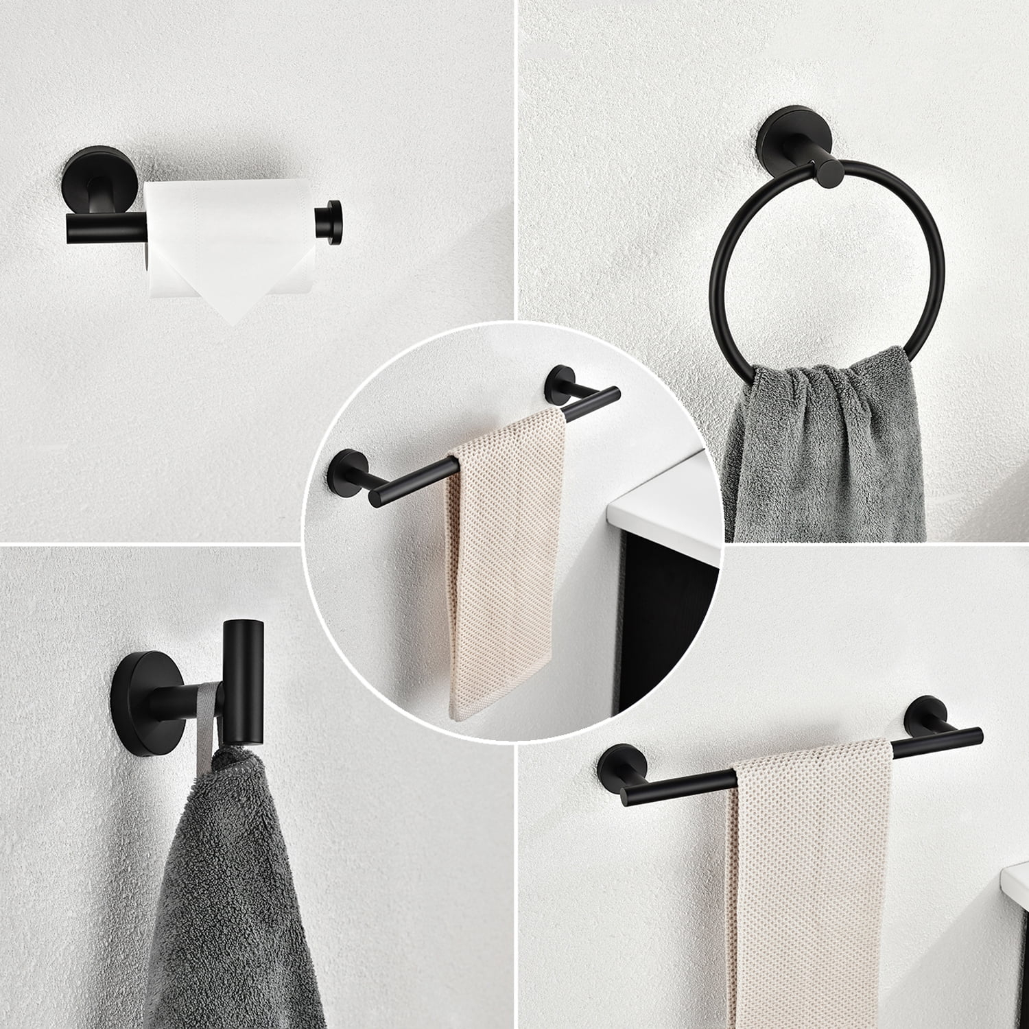 CLEARANCE! 6 Piece Stainless Steel Bathroom Towel Rack Set Wall Mount