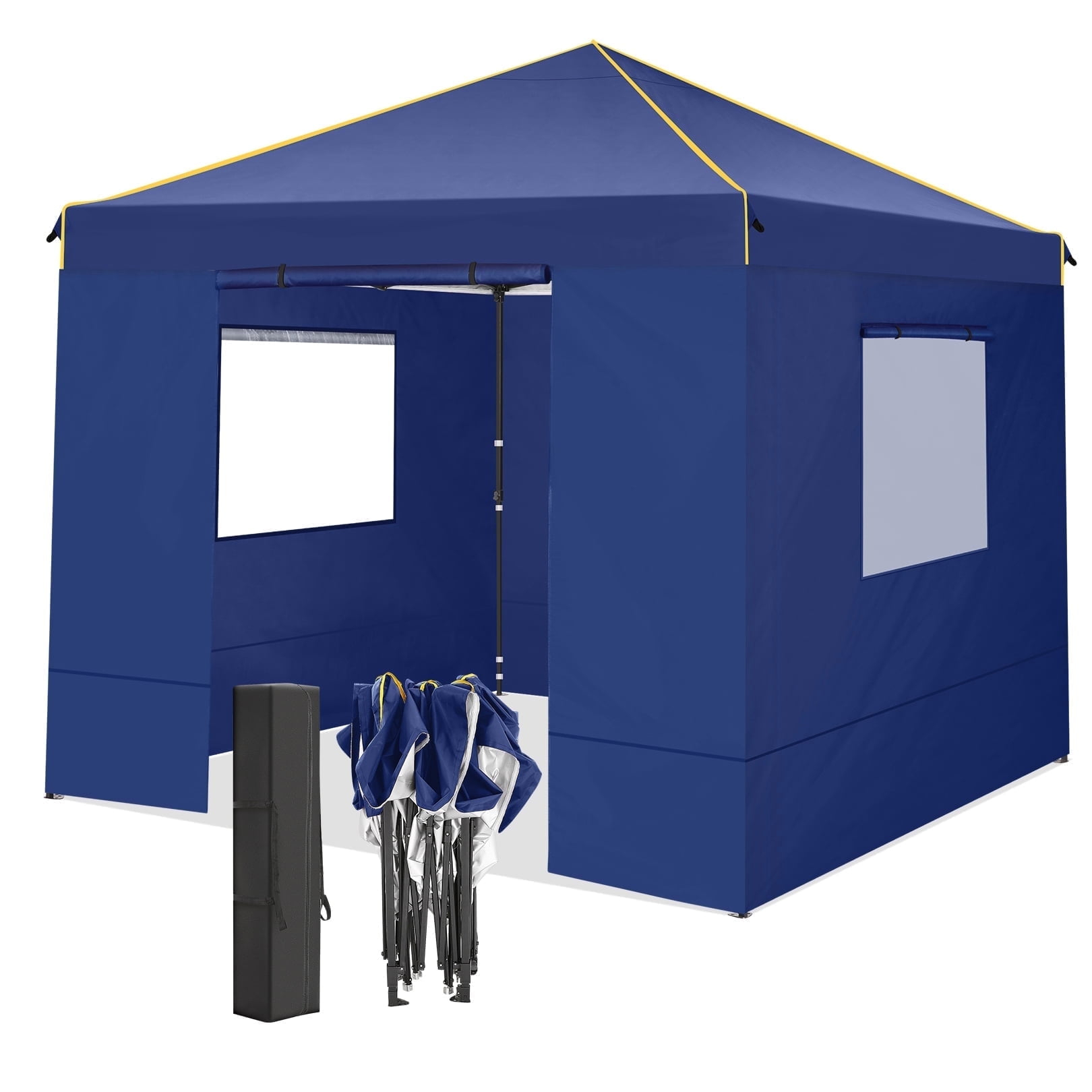 COBIZI 10x10 Pop-up Canopy Tent with 4 Sidewalls and Mesh Windows 2.0, Waterproof Commercial Instant Outdoor Canopy Tents for Party/Exhibition/Picnic with Carry Bag,4 Stakes & Ropes,Dark Blue