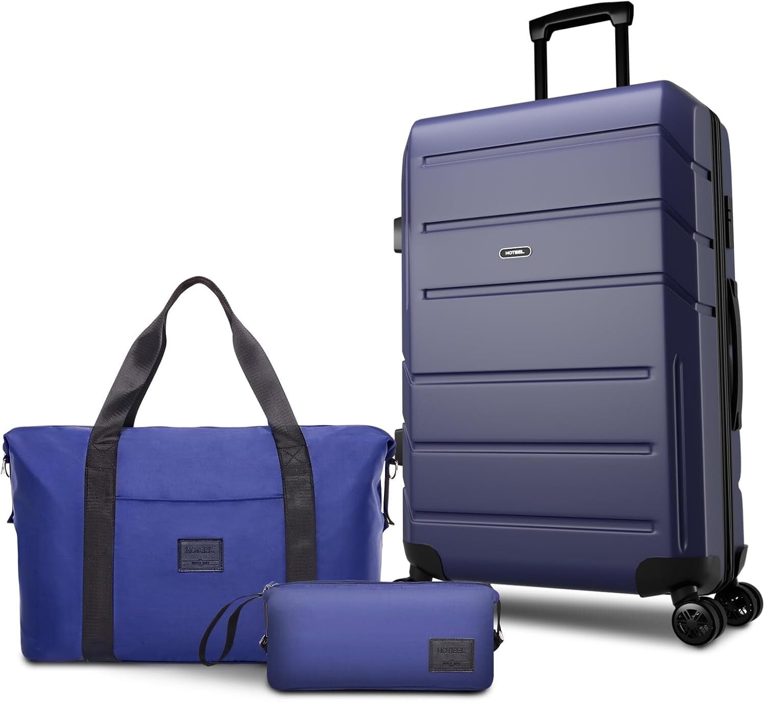 COBIZI 3 Piece Luggage Set Expandable ABS+PC Hardshell Carry on Suitcase with Spinner Wheels & TSA Lock Rolling Carry-on Suit Case for Plane, Travel, Business, Dark Blue(20in/DB/TB)
