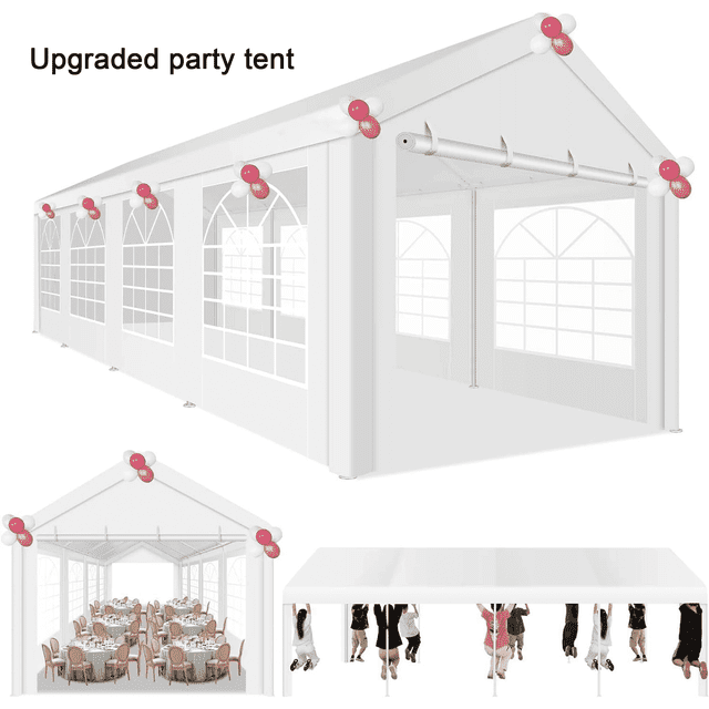 COBIZI 10x30ft Party Tent Heavy Duty, Wedding Tent, Event Tent for Parties, Carpas para Fiestas with 6 Removable Sidewalls, 10x30 Tent with Built-in Sandbag, UV50+, Waterproof, Carport, White