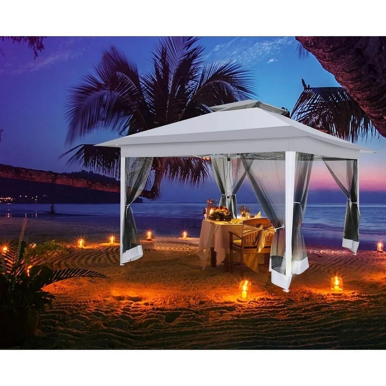 COBIZI 12'x12' Pop-up Gazebo Patio Gazebo Outdoor Gazebo Canopy with Mosquito Netting Patio Tent Backyard Canopy with 2-Tiered Vented Top 3 Adjustable Height and 144 Square ft of Shade, Gray