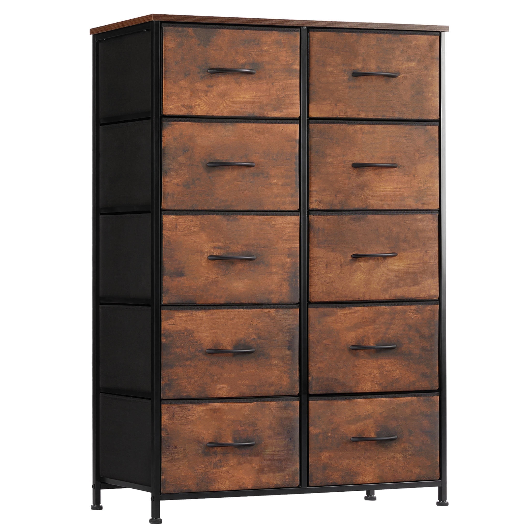 CONCETTA 10-Drawer Fabric Storage Cabinet for Adults, Organizer Furniture for Living Room, Office, Kitchen, Hallway, Rust