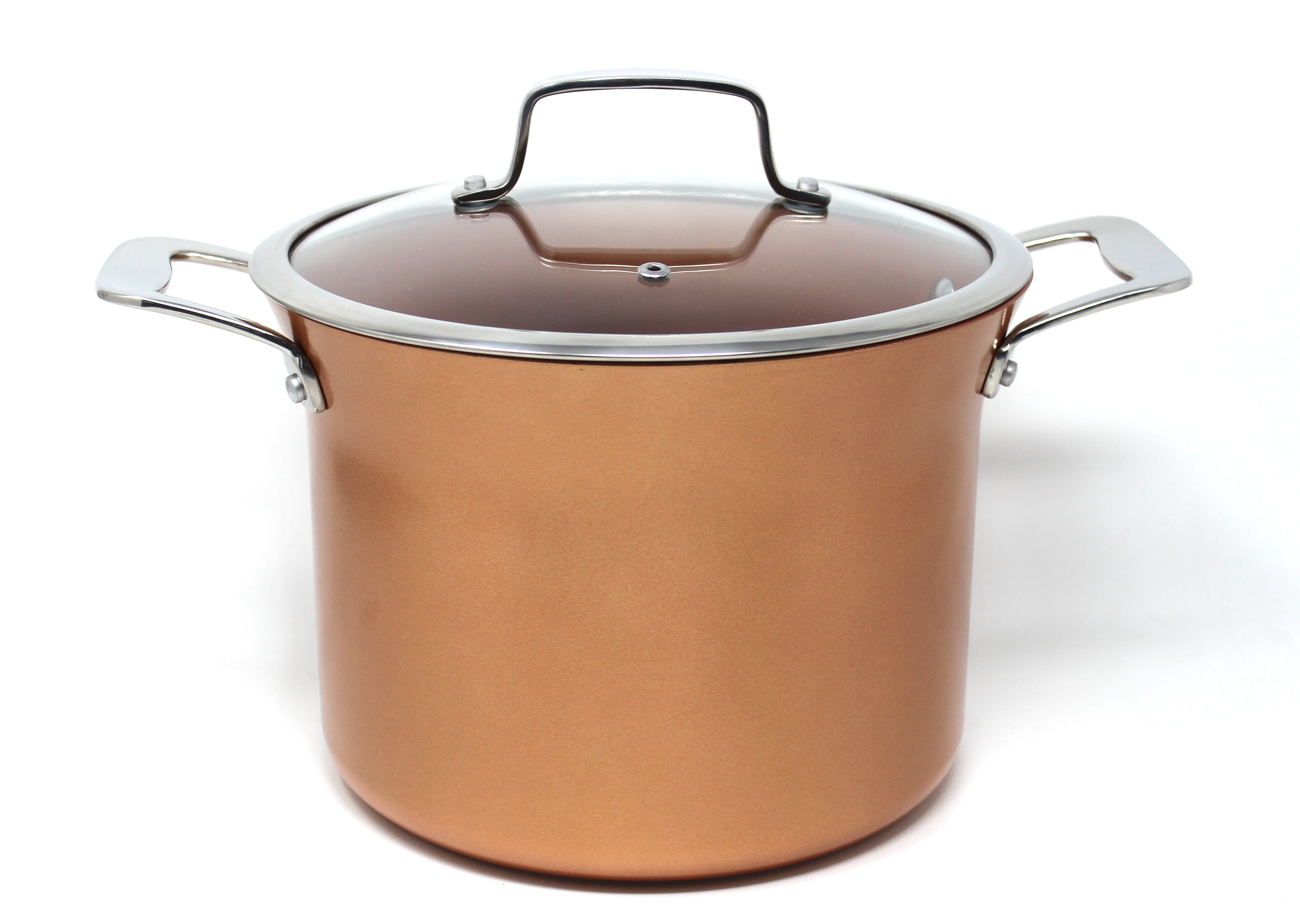 7 Quart Copper Non-Stick Stock Pot with Stainless Steel Handles
