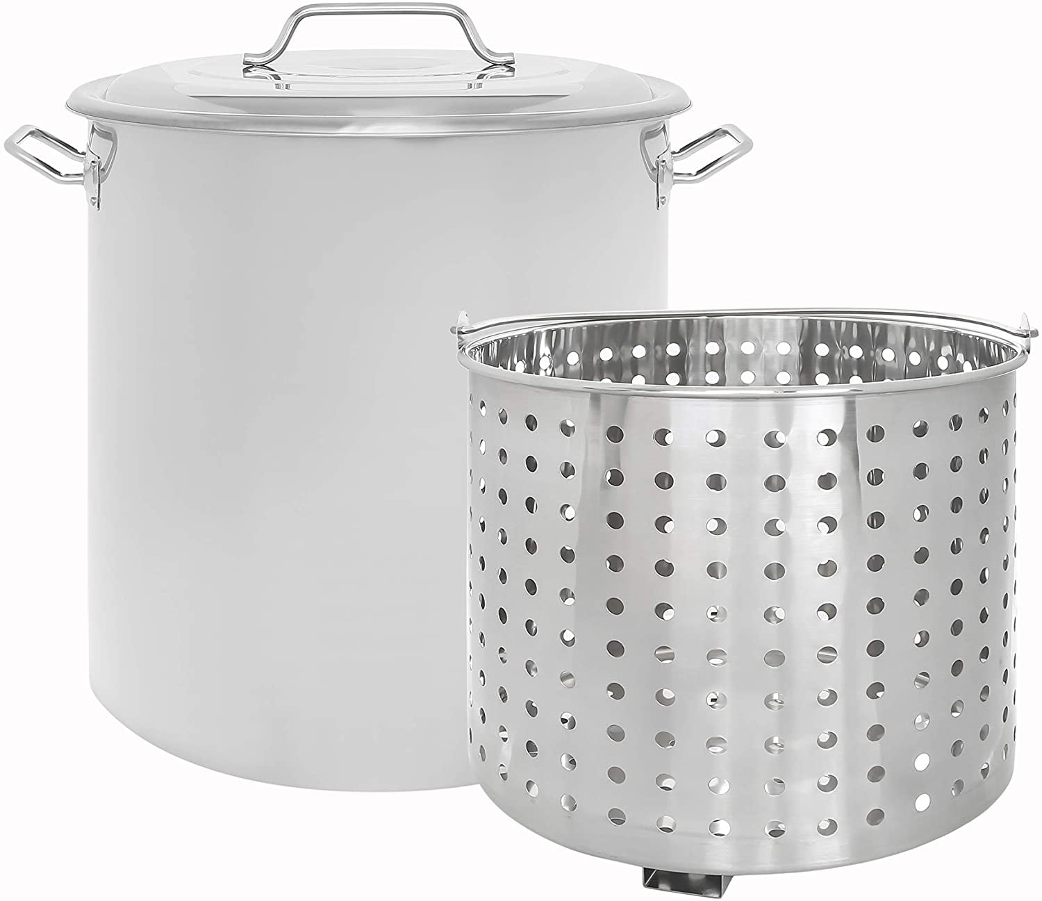 CONCORD Stainless Steel Stock Pot w/Steamer Basket. Cookware great for boiling and steaming (120 Quart)