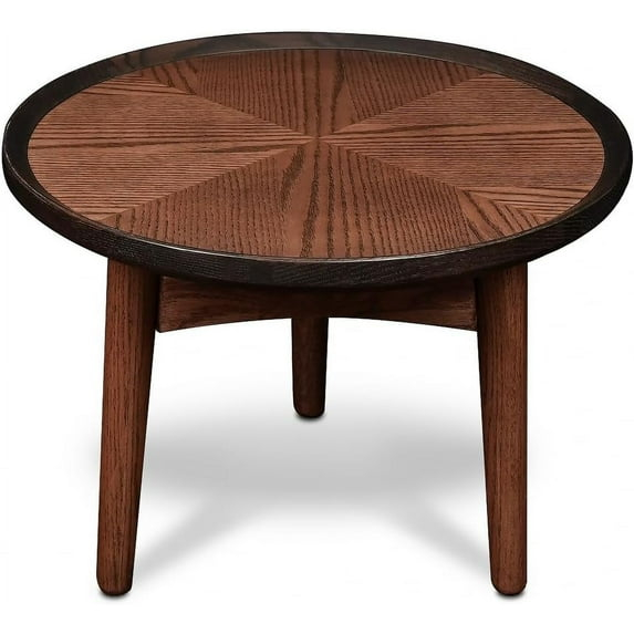 CONSDAN Nesting Table, Solid Oak Hardwood Structure Round Coffee Table & Side Table with Solid Wood Feet for Living Room, Bedroom, Balcony - Standard