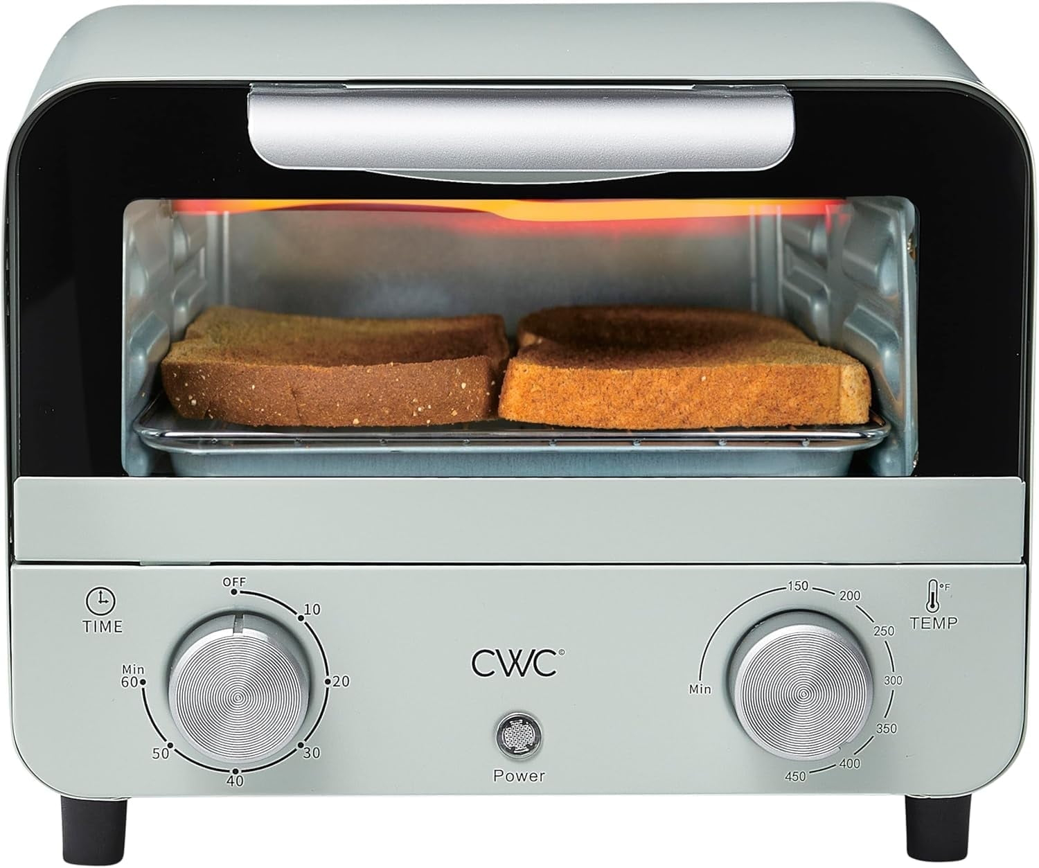 COOK WITH COLOR Small Toaster Oven 600-Watt Countertop Oven Cooker Kitchen Appliance, Sage