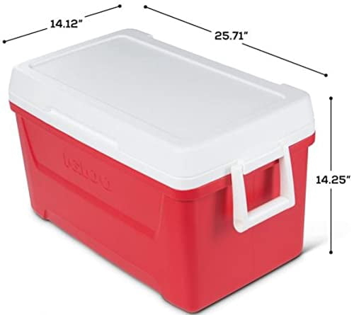 Red Heavy-Duty Portable Ice Chest Cooler with Airtight Lid