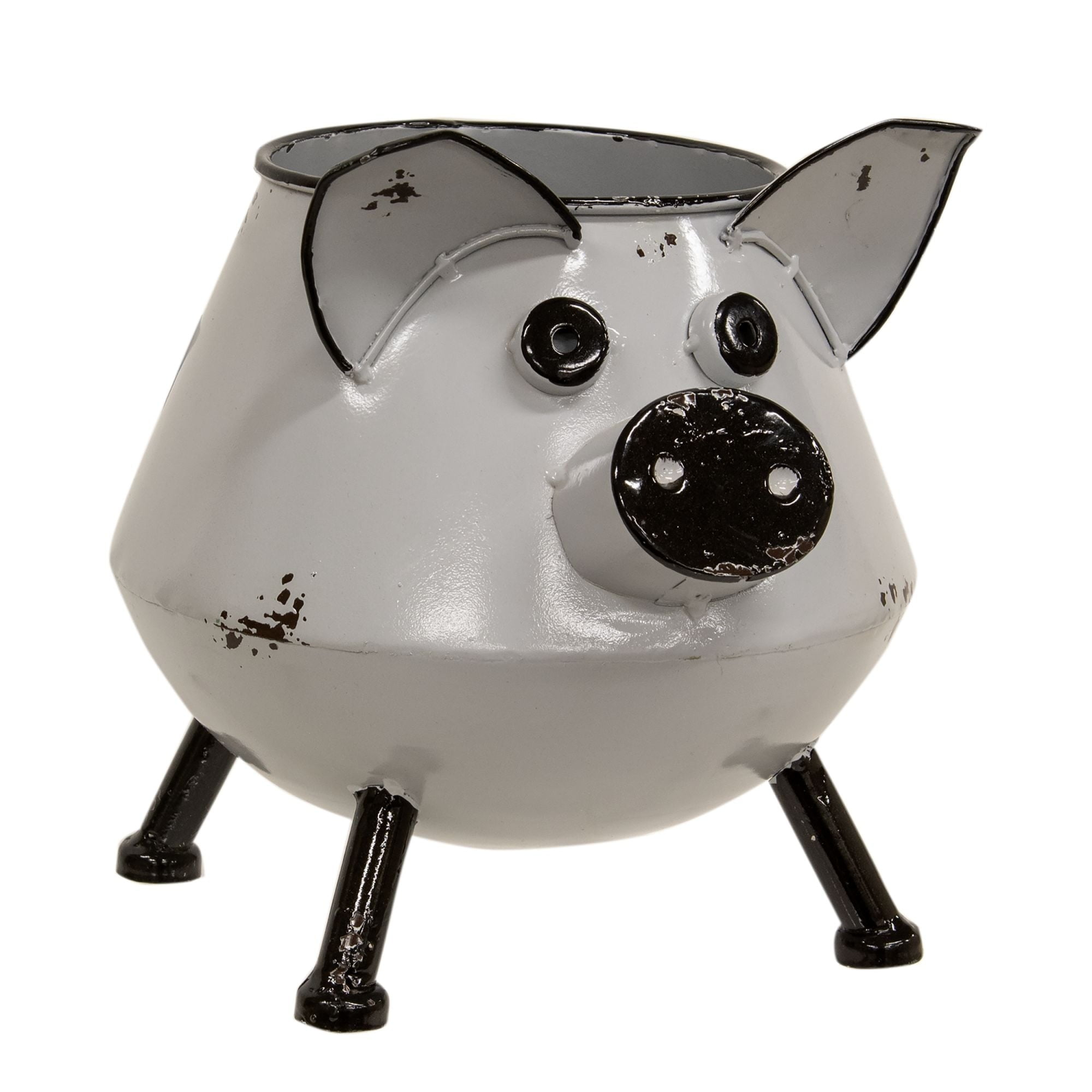 Distressed Enamel Piggy Planter