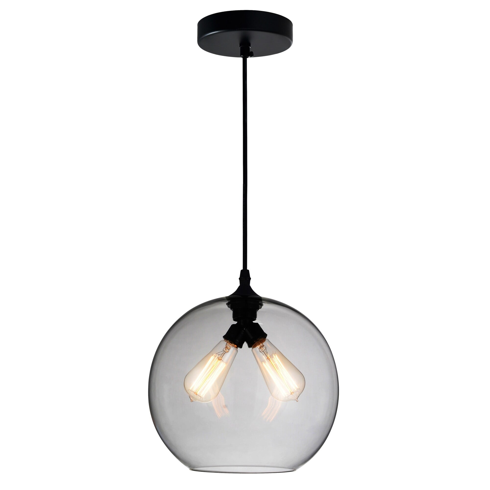 CWI Lighting 2 Light Contemporary Glass Mini Pendant in Black Smoke