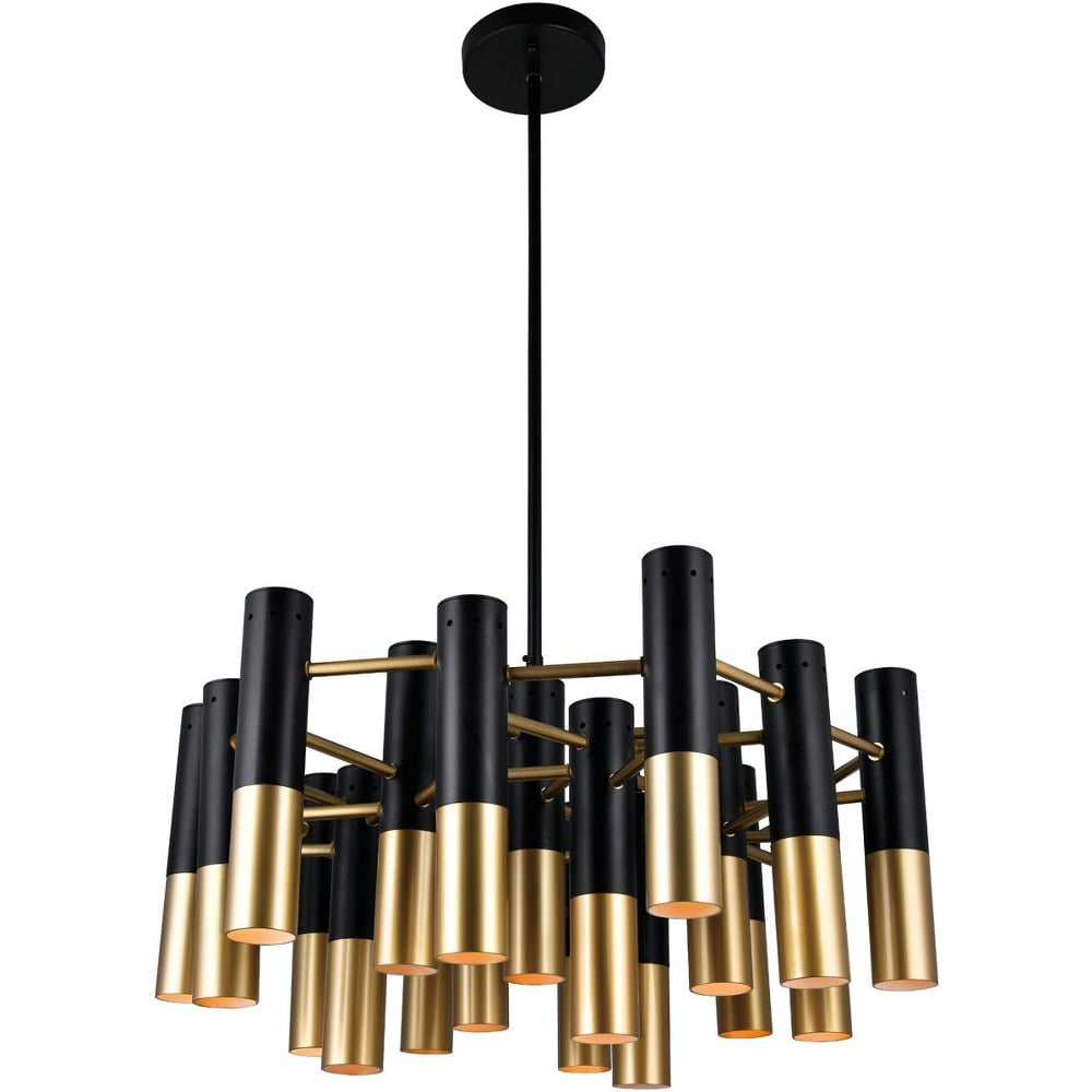 CWI Lighting Anem 19 Light Down Transitional Metal Chandelier in Black/Gold