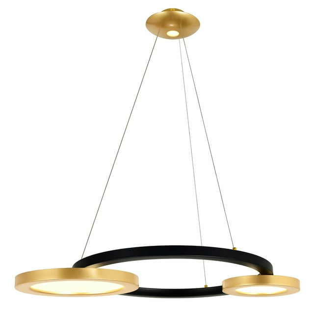CWI Lighting Deux Lunes Contemporary Metal LED Chandelier in Black/Brass
