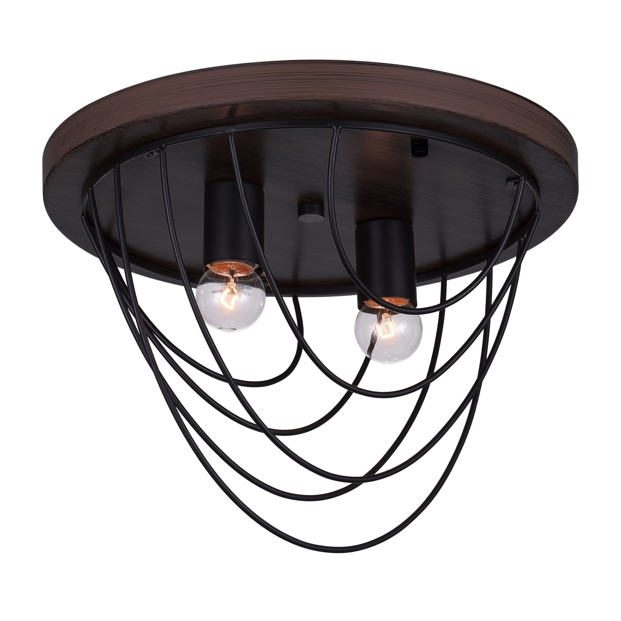 CWI Lighting Gala 2 Light Farmhouse Metal Flush Mount in Black