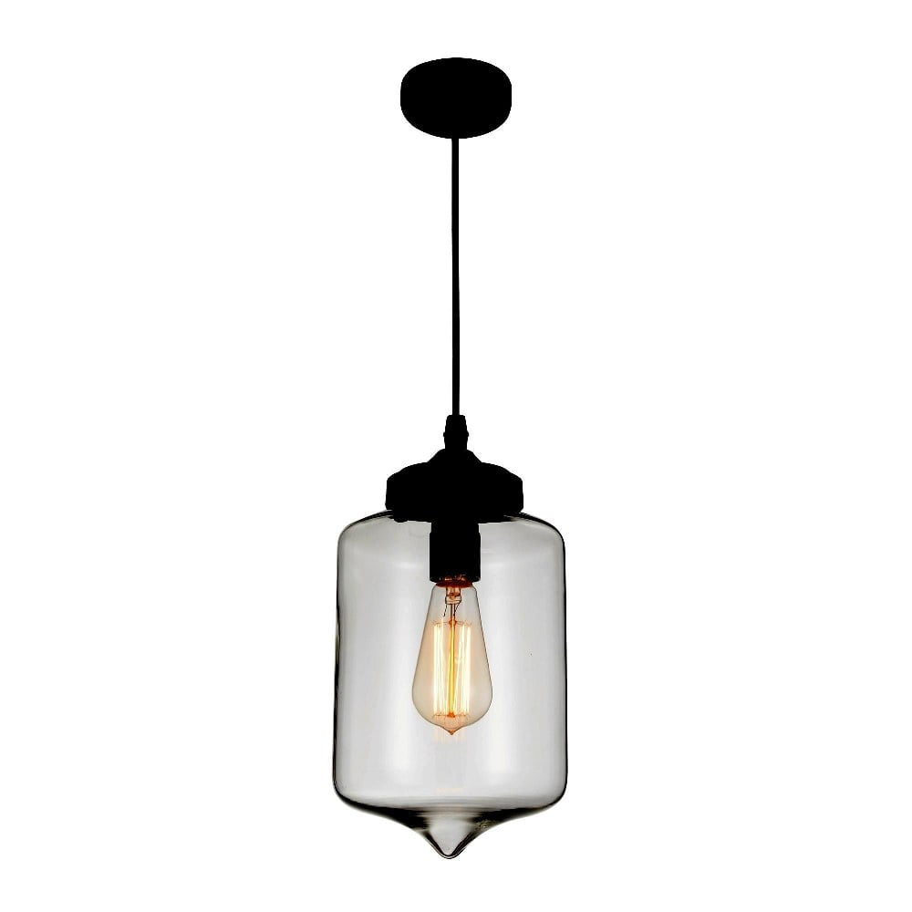 CWI Lighting Glass 1 Light Contemporary Metal Mini Pendant in Black/Smoke