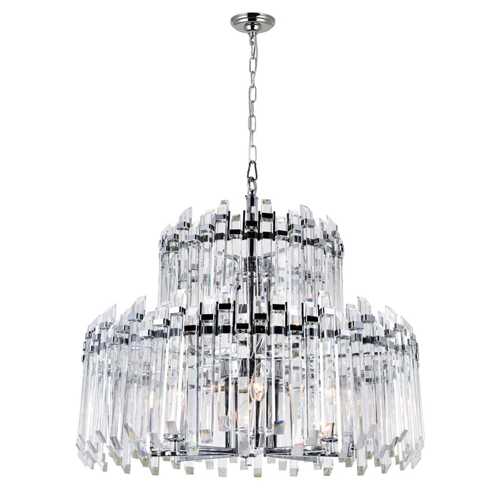 CWI Lighting Henrietta 12 Light Transitional Metal Chandelier in Chrome