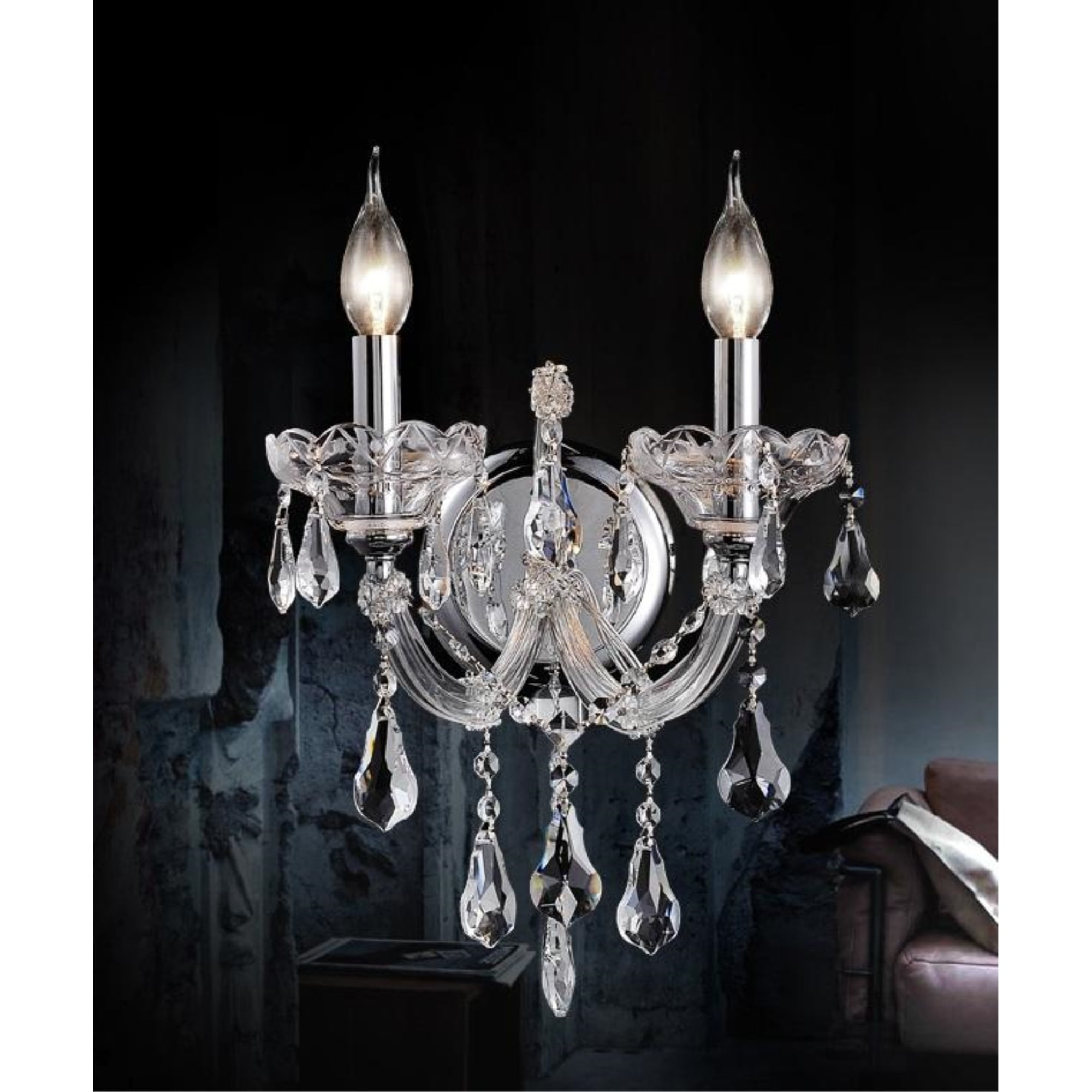 CWI Lighting Maria Theresa 2 Light Traditional Metal Wall Sconce in Chrome