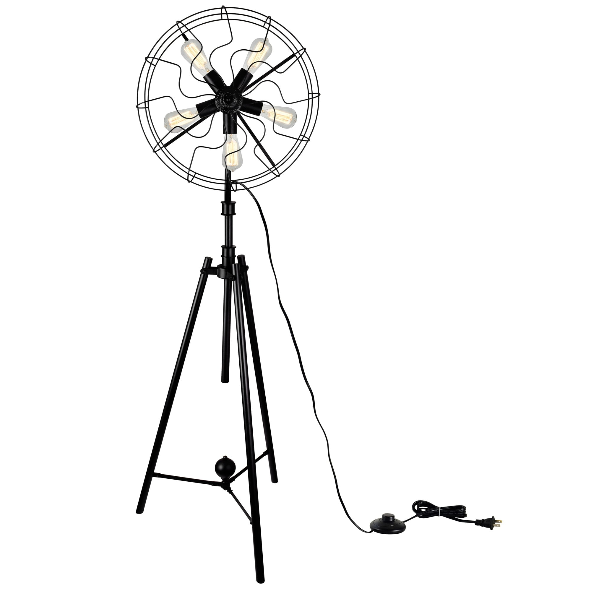 CWI Lighting Pamela 5 Light Farmhouse Metal Floor Lamp in Black