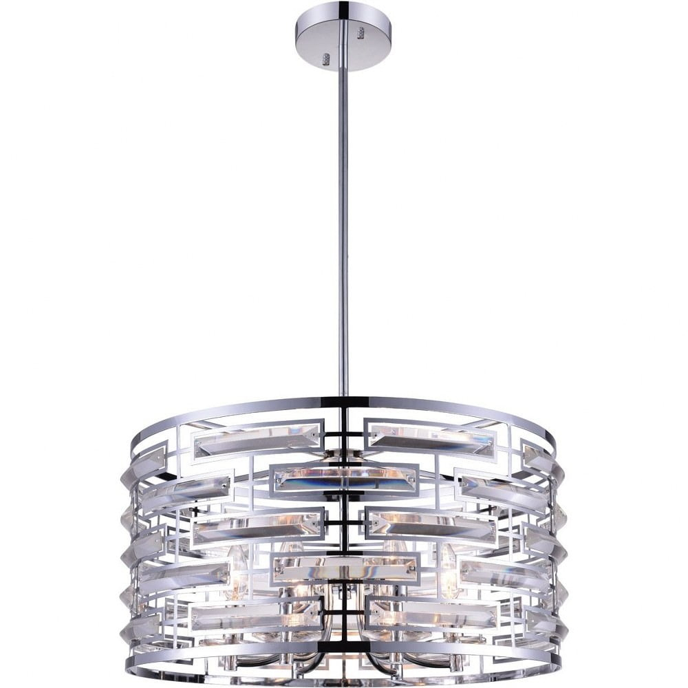 CWI Lighting Petia 6 Light Drum Shade Metal Chandelier in Chrome