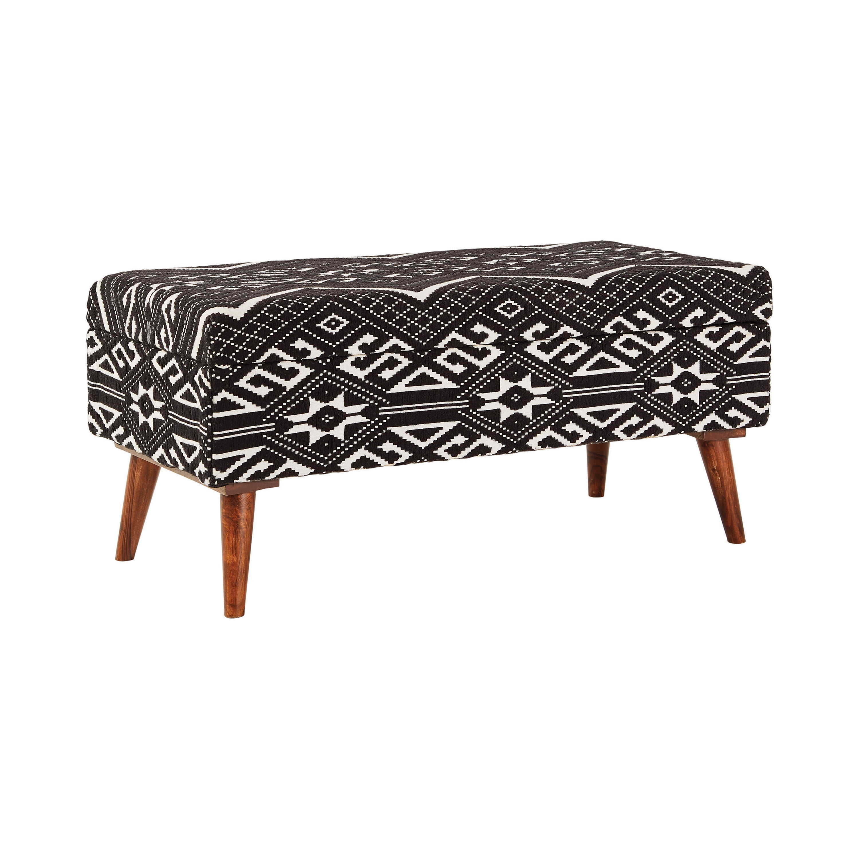 Coaster Mid-Century Cotton Upholstered Storage Bench in Black