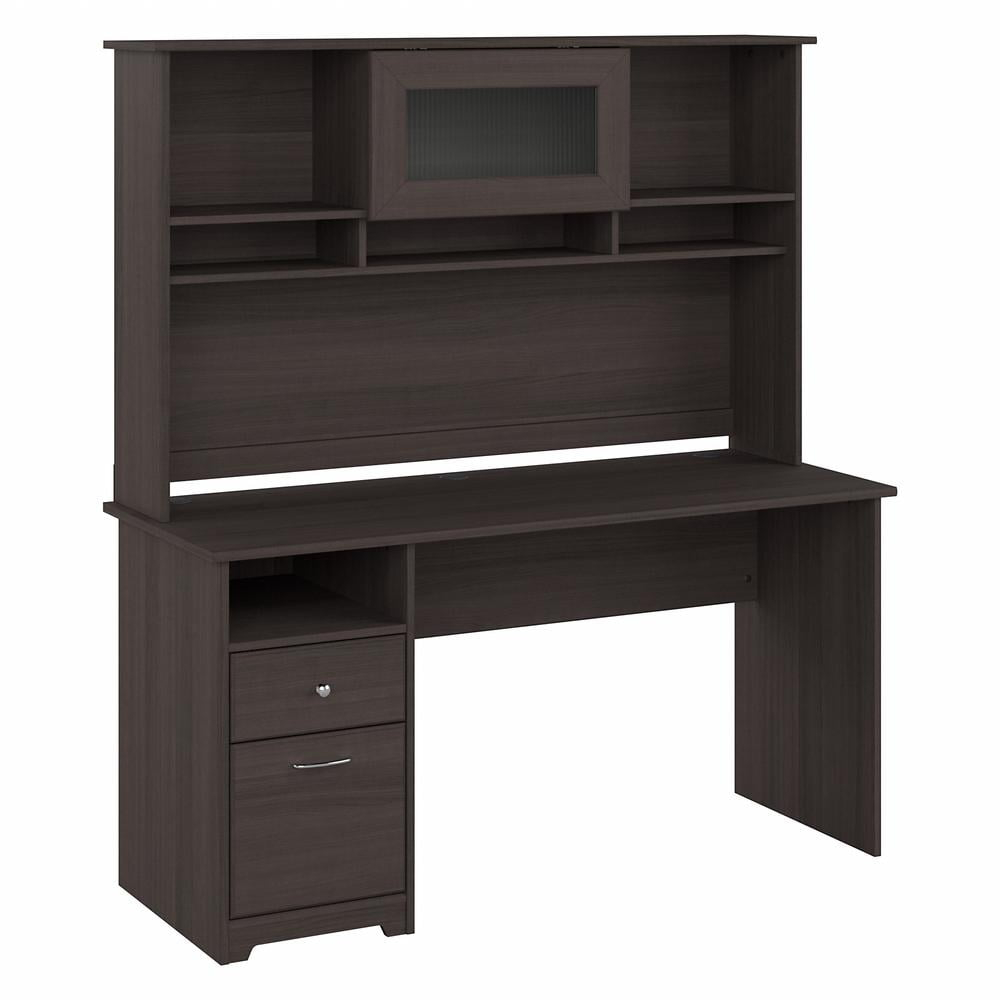 Cabot 60W Computer Desk with Hutch in Heather Gray - Engineered Wood