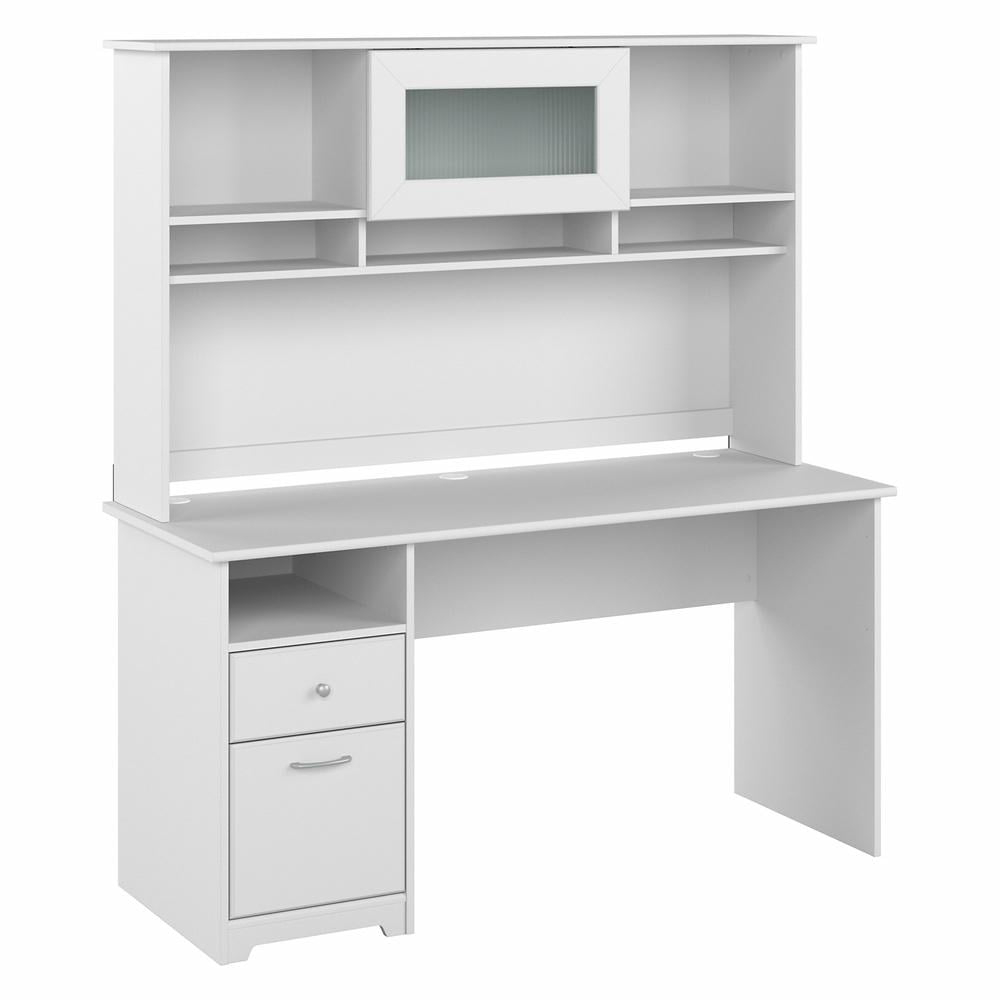 Cabot 60W Computer Desk with Hutch in White - Engineered Wood