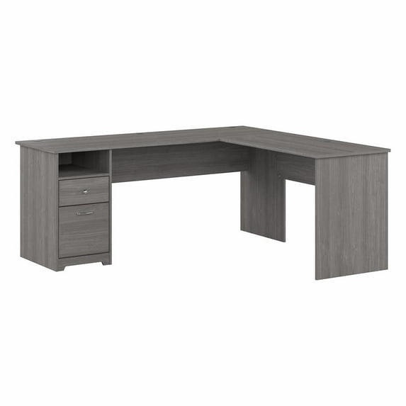 Cabot 72W L Shaped Computer Desk with Drawers in Modern Gray - Engineered Wood